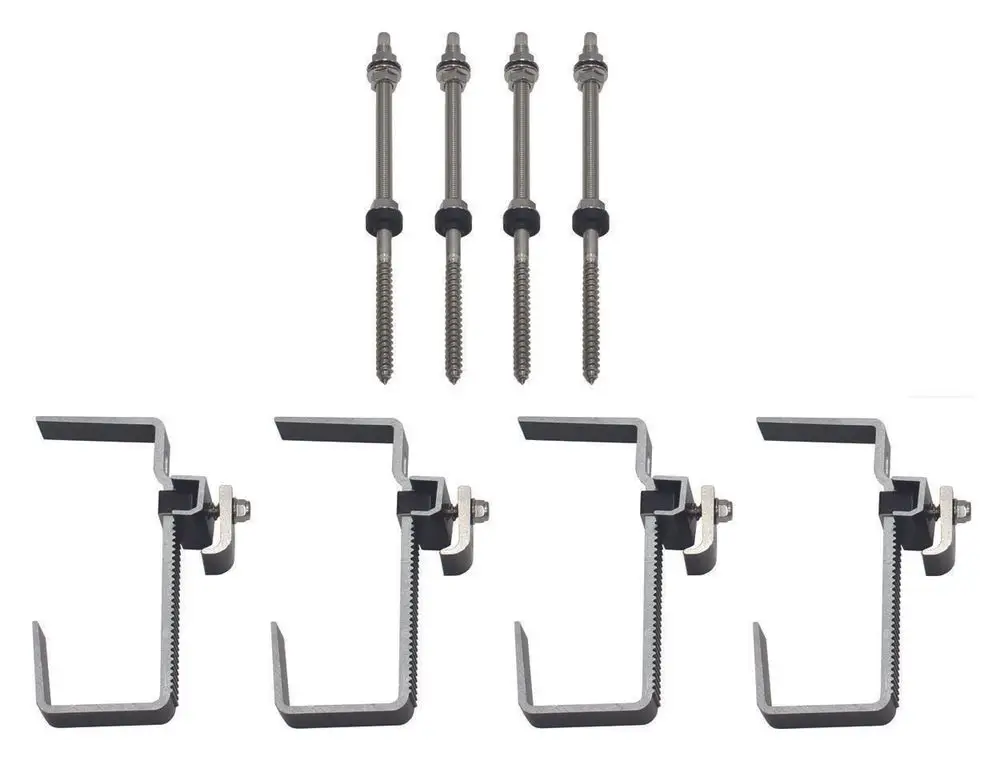 Vaillant Dachankerset mit vier Halteklammern und Schrauben für die Befestigung von Kollektoren in nebeneinander angeordneter Position.